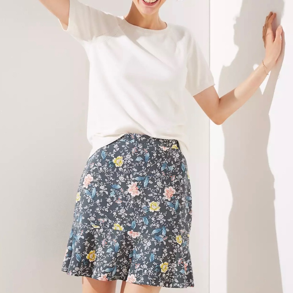 Loft Floral Vine Flippy Skirt